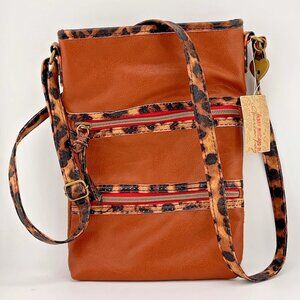 NWT American Rag Amy Crossbody Bag Tan Combo Faux Leather Minor Flaws